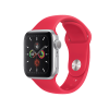 Apple Watch Series 5 | 40mm | Aluminium Case Zilver | Rood sportbandje | GPS | WiFi + 4G