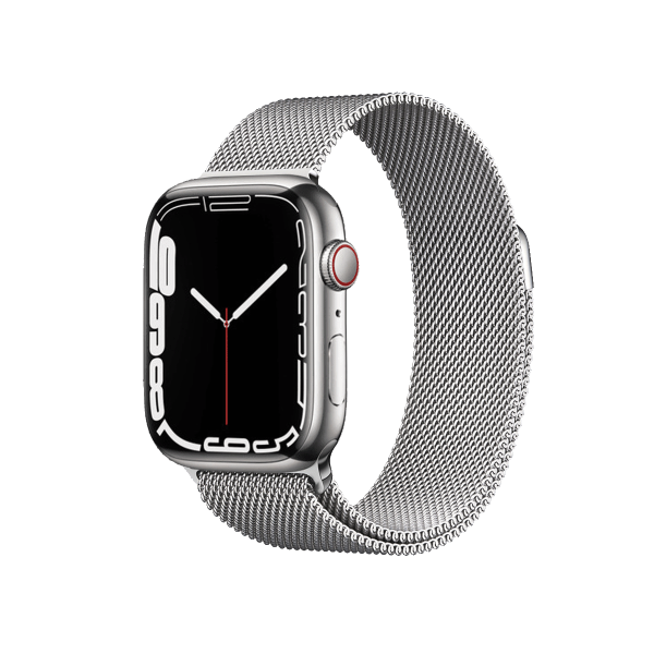 Apple Watch Series 7 | 41mm | Stainless Steel Case Zilver | Zilver Milanees bandje | GPS | WiFi + 4G