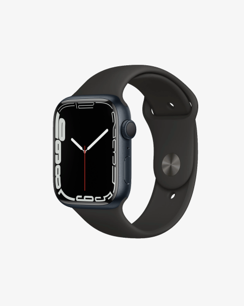 Apple Watch Series 7 | 45mm | Aluminium Case Middernacht Blauw | Zwart sportbandje | GPS | WiFi