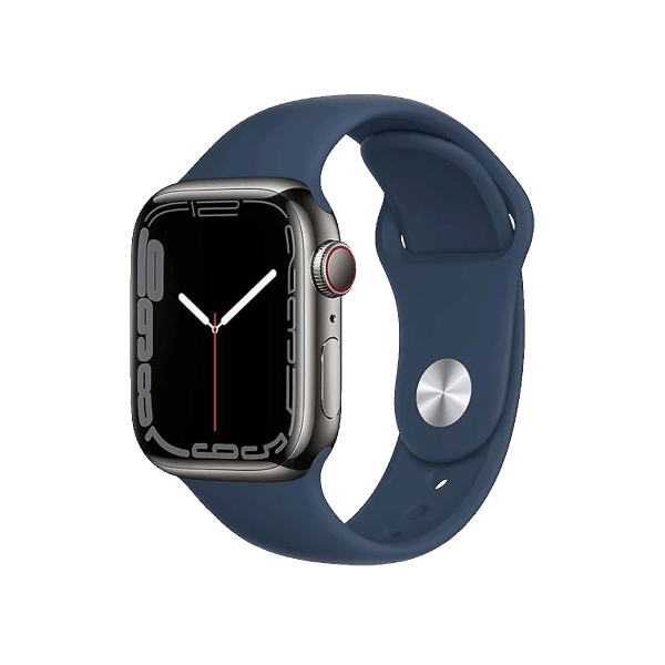 Apple Watch Series 7 | 41mm | Stainless Steel Case Grafiet | Abyss Blauw sportbandje | GPS | WiFi + 4G