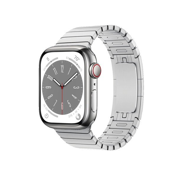 Apple Watch Series 8 | 41mm | Stainless Steel Case Zilver | Zilveren Schakelarmband  | GPS | WiFi + 4G