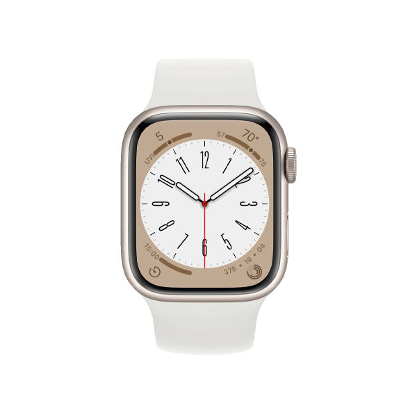 Apple Watch Series 8 | 41mm | Aluminium Case Sterrenlicht Wit | Wit sportbandje | GPS | WiFi