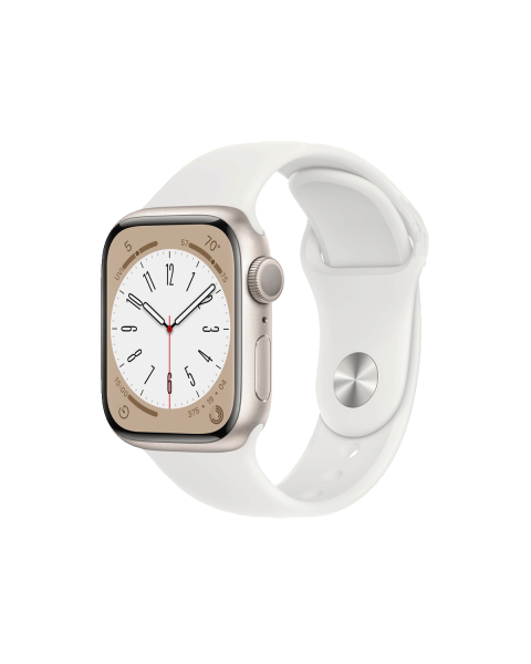 Apple Watch Series 8 | 41mm | Aluminium Case Sterrenlicht Wit | Wit sportbandje | GPS | WiFi