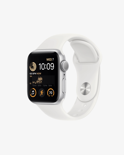 Apple Watch Series SE 2022 | 40mm | Aluminium Case Zilver | Wit sportbandje | GPS | WiFi