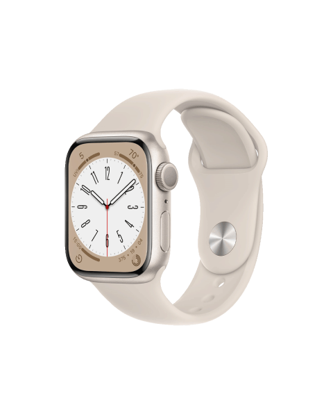 Apple Watch Series 8 | 41mm | Aluminium Case Sterrenlicht Wit | Sterrenlicht Wit sportbandje | GPS | WiFi