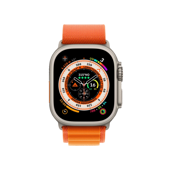 Apple Watch Ultra | 49mm | Titanium Case | Oranje Alpine Bandje | GPS | WiFi + 4G