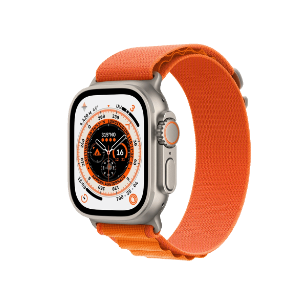 Apple Watch Ultra | 49mm | Titanium Case | Oranje Alpine Bandje | GPS | WiFi + 4G