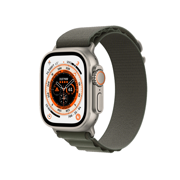 Apple Watch Ultra | 49mm | Titanium Case | Groen Alpine bandje | GPS | WiFi + 4G